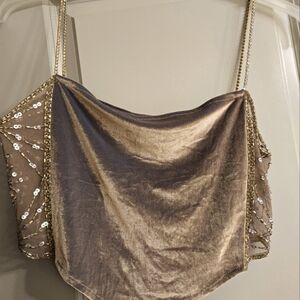 Vintage Crystal sides velvet front tank